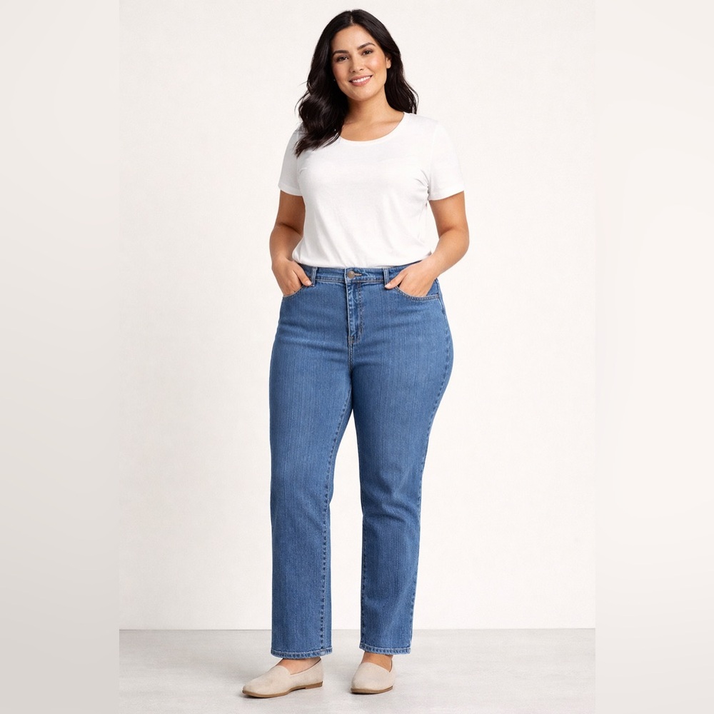 Gloria Vanderbilt Amanda Jeans Size 16 Short Stretch Classic Blue Denim